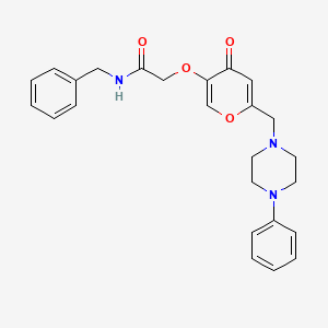 molecular formula C25H27N3O4 B2418409 N-benzyl-2-((4-oxo-6-((4-phenylpiperazin-1-yl)methyl)-4H-pyran-3-yl)oxy)acetamide CAS No. 898441-35-5