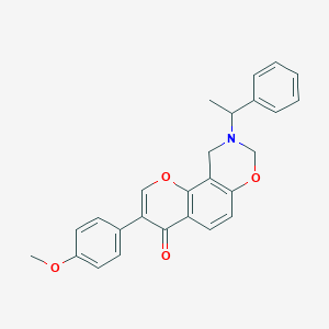 molecular formula C26H23NO4 B2418410 3-(4-methoxyphenyl)-9-(1-phenylethyl)-9,10-dihydrochromeno[8,7-e][1,3]oxazin-4(8H)-one CAS No. 951981-33-2