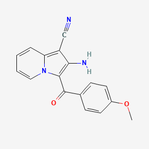 molecular formula C17H13N3O2 B2418416 2-Amino-3-(4-methoxybenzoyl)indolizine-1-carbonitrile CAS No. 477776-53-7