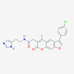 molecular formula C25H20ClN3O4 B241842 2-[3-(4-chlorophenyl)-5-methyl-7-oxo-7H-furo[3,2-g]chromen-6-yl]-N-[2-(1H-imidazol-4-yl)ethyl]acetamide 