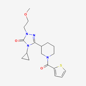 molecular formula C18H24N4O3S B2418430 4-cyclopropyl-1-(2-methoxyethyl)-3-(1-(thiophene-2-carbonyl)piperidin-3-yl)-1H-1,2,4-triazol-5(4H)-one CAS No. 2202337-12-8