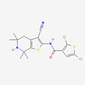 molecular formula C17H17Cl2N3OS2 B2418431 2,5-dichloro-N-(3-cyano-5,5,7,7-tetramethyl-4,6-dihydrothieno[2,3-c]pyridin-2-yl)thiophene-3-carboxamide CAS No. 864860-49-1