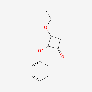 molecular formula C12H14O3 B2418432 2-Phenoxy-3-ethoxycyclobutanone CAS No. 1803610-84-5