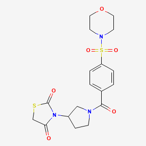 molecular formula C18H21N3O6S2 B2418434 3-(1-(4-(Morpholinosulfonyl)benzoyl)pyrrolidin-3-yl)thiazolidine-2,4-dione CAS No. 1902969-56-5