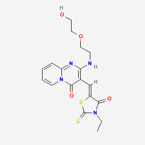 molecular formula C18H20N4O4S2 B2418442 (Z)-3-ethyl-5-((2-((2-(2-hydroxyethoxy)ethyl)amino)-4-oxo-4H-pyrido[1,2-a]pyrimidin-3-yl)methylene)-2-thioxothiazolidin-4-one CAS No. 497230-77-0