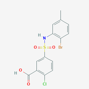 molecular formula C14H11BrClNO4S B2418452 5-[(2-Bromo-5-methylphenyl)sulfamoyl]-2-chlorobenzoic acid CAS No. 554405-81-1