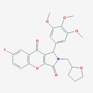 molecular formula C25H24FNO7 B241847 7-Fluoro-2-(tetrahydro-2-furanylmethyl)-1-(3,4,5-trimethoxyphenyl)-1,2-dihydrochromeno[2,3-c]pyrrole-3,9-dione 