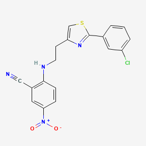 2-({2-[2-(3-Chlorophenyl)-1,3-thiazol-4-yl]ethyl}amino)-5-nitrobenzenecarbonitrile