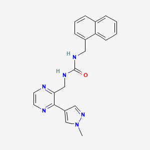 molecular formula C21H20N6O B2418474 1-((3-(1-methyl-1H-pyrazol-4-yl)pyrazin-2-yl)methyl)-3-(naphthalen-1-ylmethyl)urea CAS No. 2034230-75-4
