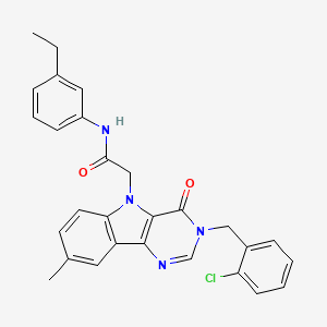 2-[3-(2-chlorobenzyl)-8-methyl-4-oxo-3,4-dihydro-5H-pyrimido[5,4-b]indol-5-yl]-N-(3-ethylphenyl)acetamide