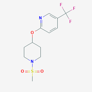 molecular formula C12H15F3N2O3S B2418499 2-((1-(Methylsulfonyl)piperidin-4-yl)oxy)-5-(trifluoromethyl)pyridine CAS No. 1421508-61-3