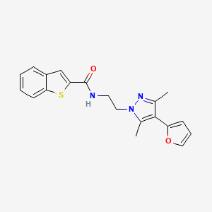 molecular formula C20H19N3O2S B2418506 N-(2-(4-(furan-2-yl)-3,5-dimethyl-1H-pyrazol-1-yl)ethyl)benzo[b]thiophene-2-carboxamide CAS No. 2034328-78-2