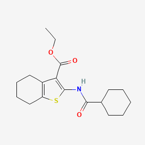 molecular formula C18H25NO3S B2418507 Ethyl 2-(cyclohexanecarboxamido)-4,5,6,7-tetrahydrobenzo[b]thiophene-3-carboxylate CAS No. 315712-38-0