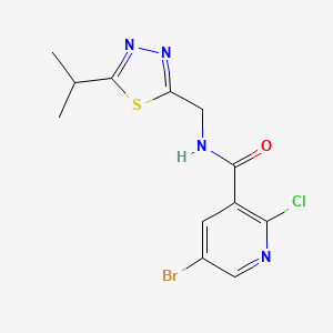 5-bromo-2-chloro-N-{[5-(propan-2-yl)-1,3,4-thiadiazol-2-yl]methyl}pyridine-3-carboxamide