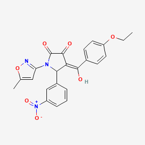 molecular formula C23H19N3O7 B2418540 4-(4-ethoxybenzoyl)-3-hydroxy-1-(5-methylisoxazol-3-yl)-5-(3-nitrophenyl)-1H-pyrrol-2(5H)-one CAS No. 618871-48-0