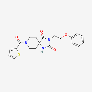 molecular formula C20H21N3O4S B2418545 3-(2-苯氧乙基)-8-(噻吩-2-羰基)-1,3,8-三氮杂螺[4.5]癸烷-2,4-二酮 CAS No. 1021101-31-4