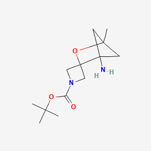 molecular formula C13H22N2O3 B2418550 叔丁基 4-氨基-1-甲基螺[2-氧杂双环[2.1.1]己烷-3,3'-氮杂环丁烷]-1'-羧酸酯 CAS No. 2490405-98-4