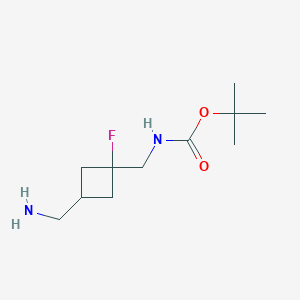 molecular formula C11H21FN2O2 B2418551 Tert-butyl N-[[3-(aminomethyl)-1-fluorocyclobutyl]methyl]carbamate CAS No. 2309463-60-1