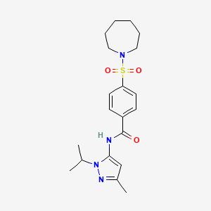 molecular formula C20H28N4O3S B2418554 4-(azepan-1-ylsulfonyl)-N-(1-isopropyl-3-methyl-1H-pyrazol-5-yl)benzamide CAS No. 1172324-53-6