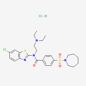 molecular formula C26H34Cl2N4O3S2 B2418568 盐酸4-(氮杂环庚-1-磺酰基)-N-(6-氯苯并[d]噻唑-2-基)-N-(2-(二乙氨基)乙基)苯甲酰胺 CAS No. 1321980-45-3