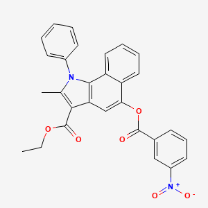 molecular formula C29H22N2O6 B2418572 2-甲基-5-((3-硝基苯甲酰)氧基)-1-苯基-1H-苯并[g]吲哚-3-羧酸乙酯 CAS No. 392242-58-9