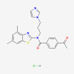 molecular formula C24H25ClN4O2S B2418583 N-(3-(1H-imidazol-1-yl)propyl)-4-acetyl-N-(4,6-dimethylbenzo[d]thiazol-2-yl)benzamide hydrochloride CAS No. 1329862-65-8