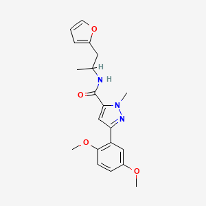 molecular formula C20H23N3O4 B2418588 3-(2,5-dimethoxyphenyl)-N-(1-(furan-2-yl)propan-2-yl)-1-methyl-1H-pyrazole-5-carboxamide CAS No. 1396854-14-0