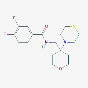 3,4-Difluoro-N-[(4-thiomorpholin-4-yloxan-4-yl)methyl]benzamide