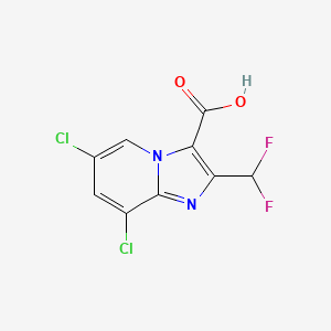 molecular formula C9H4Cl2F2N2O2 B2418619 6,8-Dichloro-2-(difluoromethyl)imidazo[1,2-a]pyridine-3-carboxylic acid CAS No. 2451256-40-7