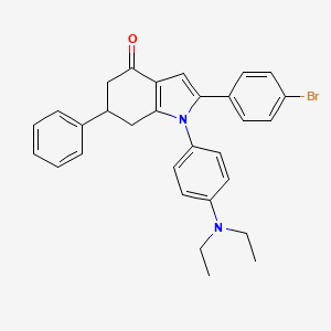 molecular formula C30H29BrN2O B2418623 1-(4-(Diethylamino)phenyl)-2-(4-bromophenyl)-6-phenyl-5,6,7-trihydroindol-4-one CAS No. 1024216-18-9