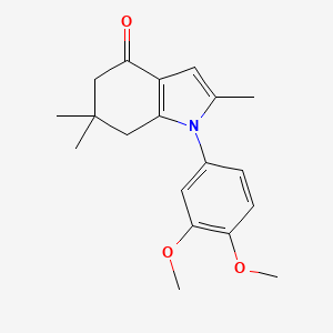 molecular formula C19H23NO3 B2418625 1-(3,4-Dimethoxyphenyl)-2,6,6-trimethyl-5,6,7-trihydroindol-4-one CAS No. 1024222-56-7
