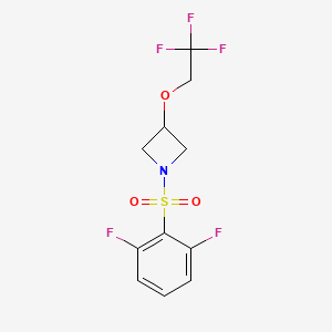 molecular formula C11H10F5NO3S B2418632 1-((2,6-Difluorophenyl)sulfonyl)-3-(2,2,2-trifluoroethoxy)azetidine CAS No. 2034247-07-7