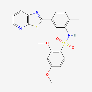 molecular formula C21H19N3O4S2 B2418637 2,4-dimethoxy-N-(2-methyl-5-(thiazolo[5,4-b]pyridin-2-yl)phenyl)benzenesulfonamide CAS No. 912625-42-4