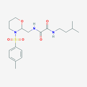 molecular formula C19H29N3O5S B2418638 N1-异戊基-N2-((3-甲苯磺酰基-1,3-恶唑烷-2-基)甲基)草酰胺 CAS No. 869071-28-3