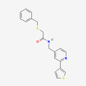 molecular formula C19H18N2OS2 B2418640 2-(苄硫基)-N-((2-(噻吩-3-基)吡啶-4-基)甲基)乙酰胺 CAS No. 2034448-30-9