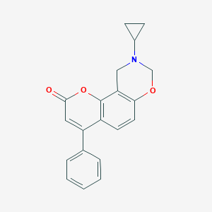 molecular formula C20H17NO3 B241866 9-cyclopropyl-4-phenyl-9,10-dihydro-2H,8H-chromeno[8,7-e][1,3]oxazin-2-one 