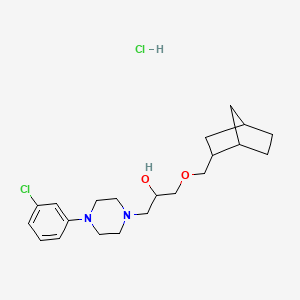molecular formula C21H32Cl2N2O2 B2418664 1-((1R,4S)-bicyclo[2.2.1]heptan-2-ylmethoxy)-3-(4-(3-chlorophenyl)piperazin-1-yl)propan-2-ol hydrochloride CAS No. 1217850-88-8