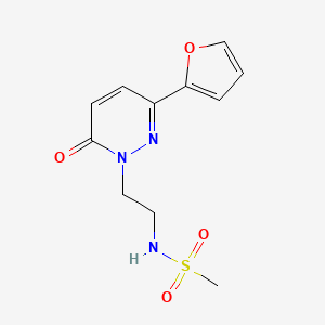 molecular formula C11H13N3O4S B2418675 N-(2-(3-(furan-2-yl)-6-oxopyridazin-1(6H)-yl)ethyl)methanesulfonamide CAS No. 946212-09-5