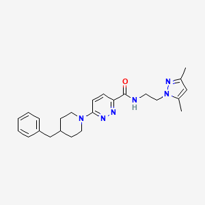 molecular formula C24H30N6O B2418680 6-(4-benzylpiperidin-1-yl)-N-(2-(3,5-dimethyl-1H-pyrazol-1-yl)ethyl)pyridazine-3-carboxamide CAS No. 1421532-28-6
