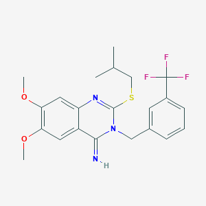 molecular formula C22H24F3N3O2S B2418682 2-(异丁基硫基)-6,7-二甲氧基-3-[3-(三氟甲基)苄基]-4(3H)-喹唑啉亚胺 CAS No. 691869-01-9