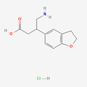 molecular formula C12H16ClNO3 B2418683 4-Amino-3-(2,3-dihydrobenzofuran-5-yl)butanoic acid hydrochloride CAS No. 2138274-19-6