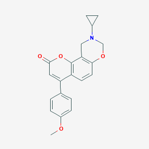 molecular formula C21H19NO4 B241869 9-cyclopropyl-4-(4-methoxyphenyl)-9,10-dihydro-2H,8H-chromeno[8,7-e][1,3]oxazin-2-one 