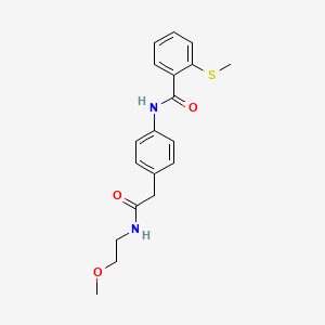molecular formula C19H22N2O3S B2418695 N-(4-(2-((2-methoxyethyl)amino)-2-oxoethyl)phenyl)-2-(methylthio)benzamide CAS No. 1206988-79-5