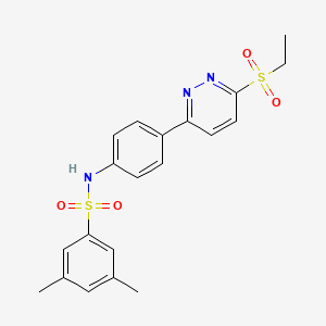 molecular formula C20H21N3O4S2 B2418707 N-(4-(6-(乙磺酰基)吡啶嗪-3-基)苯基)-3,5-二甲基苯磺酰胺 CAS No. 921544-11-8