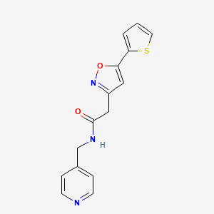 molecular formula C15H13N3O2S B2418713 N-(pyridin-4-ylmethyl)-2-(5-(thiophen-2-yl)isoxazol-3-yl)acetamide CAS No. 946228-31-5