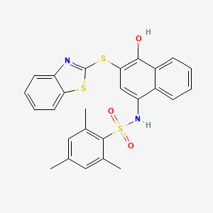 molecular formula C26H22N2O3S3 B2418725 N-(3-(苯并[d]噻唑-2-基硫代)-4-羟基萘-1-基)-2,4,6-三甲苯磺酰胺 CAS No. 441289-69-6