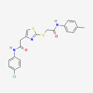 molecular formula C20H18ClN3O2S2 B2418726 N-(4-氯苯基)-2-(2-((2-氧代-2-(对甲苯氨基)乙基)硫代)噻唑-4-基)乙酰胺 CAS No. 942001-57-2