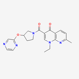 molecular formula C20H21N5O3 B2418734 1-乙基-7-甲基-3-(3-(吡嗪-2-氧基)吡咯烷-1-羰基)-1,8-萘啶-4(1H)-酮 CAS No. 2034582-96-0