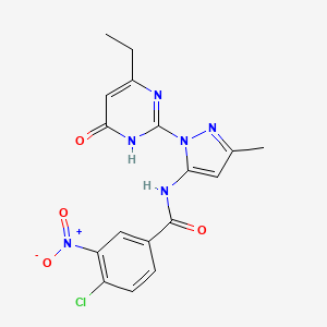 molecular formula C17H15ClN6O4 B2418740 4-氯-N-(1-(4-乙基-6-氧代-1,6-二氢嘧啶-2-基)-3-甲基-1H-吡唑-5-基)-3-硝基苯甲酰胺 CAS No. 1004252-45-2