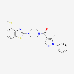 molecular formula C23H23N5OS2 B2418744 (5-甲基-1-苯基-1H-吡唑-4-基)(4-(4-(甲硫基)苯并[d]噻唑-2-基)哌嗪-1-基)甲酮 CAS No. 1171805-13-2